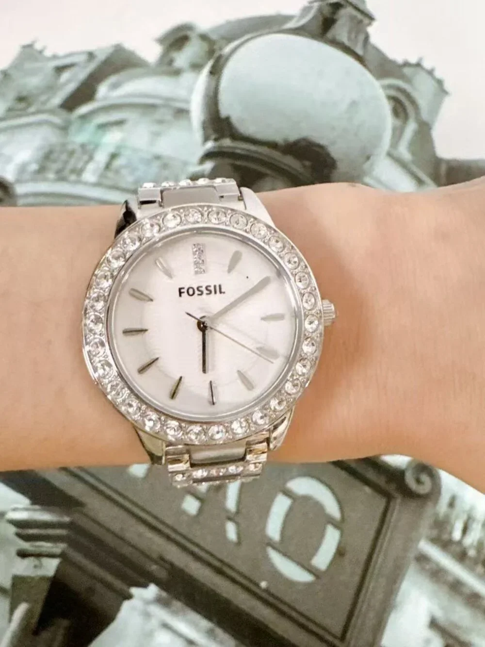 Fossil ES2362 Jesse Women's Silver Crystal Bezel Stainless Steel Watch